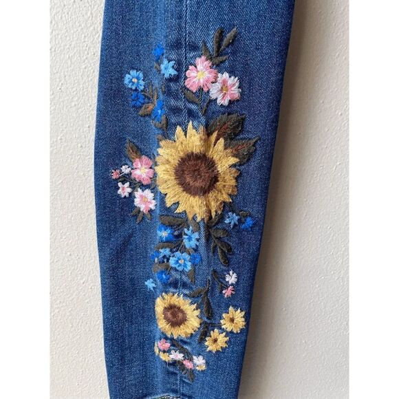 Driftwood Jackie High Rise Skinny Jean Falling Sunflower Women's Waist Size 25 - Picture 3 of 4